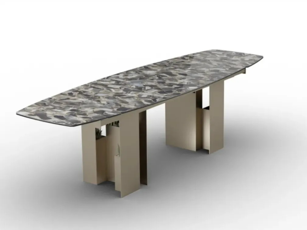 Tavolo in legno con profilo dritto e gambe antracite Elios di FGF Mobili